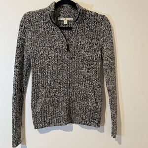 Tommy Hilfiger Black & White Marled Half-Zip Sweater – Women’s Size Small